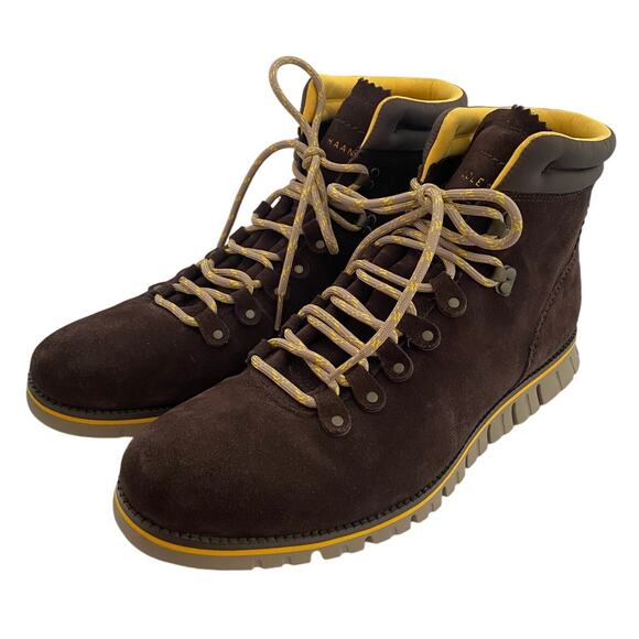 NWOT Cole Haan Men Zerogrand Suede Leather Hiker Boots Brown LaceUp Closure-11.5